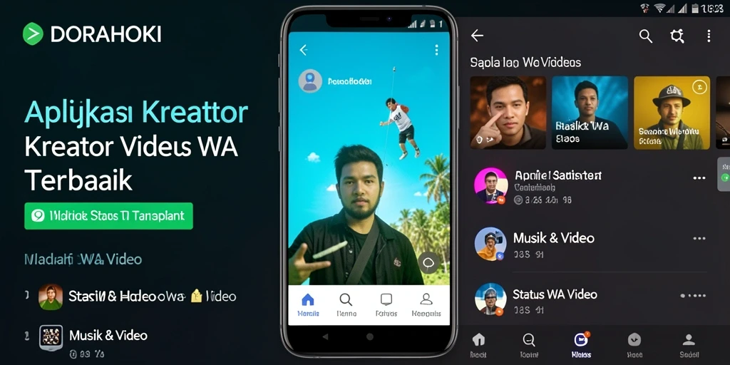 Tampilan antarmuka DORAHOKI yang memudahkan pembuatan video status.