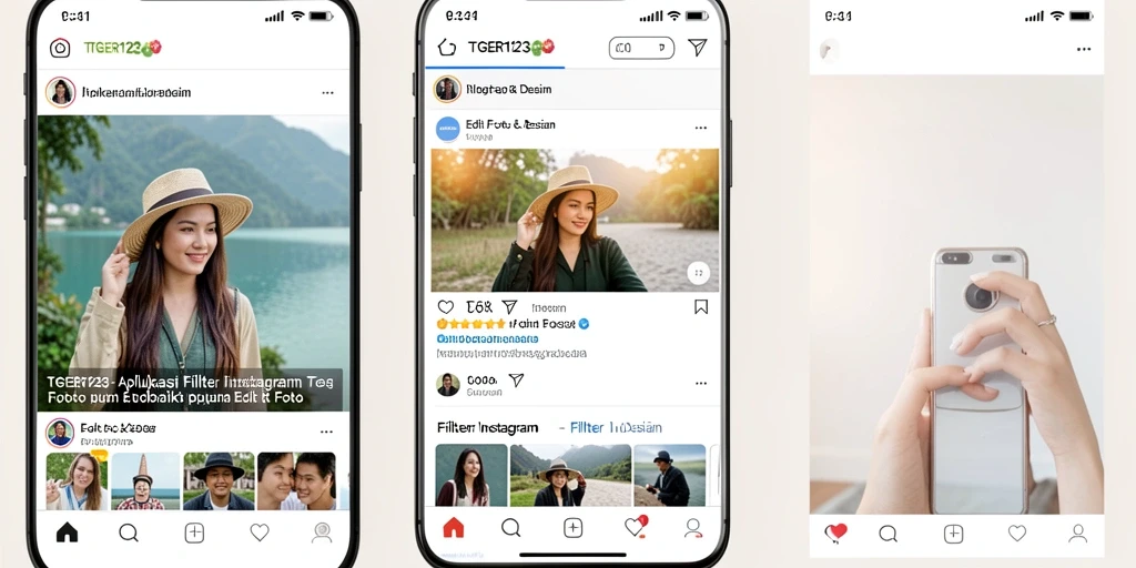 Antarmuka TGER123 yang menampilkan beragam filter Instagram yang menarik.